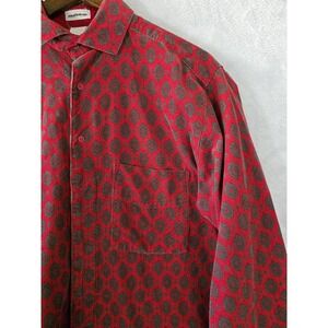 GUC Matinique Shirt Mens Medium Red Corduroy Geometric Casual Southwestern